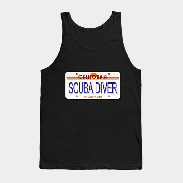 Scuba Diver California State License Plate Tank Top by Mel's Designs